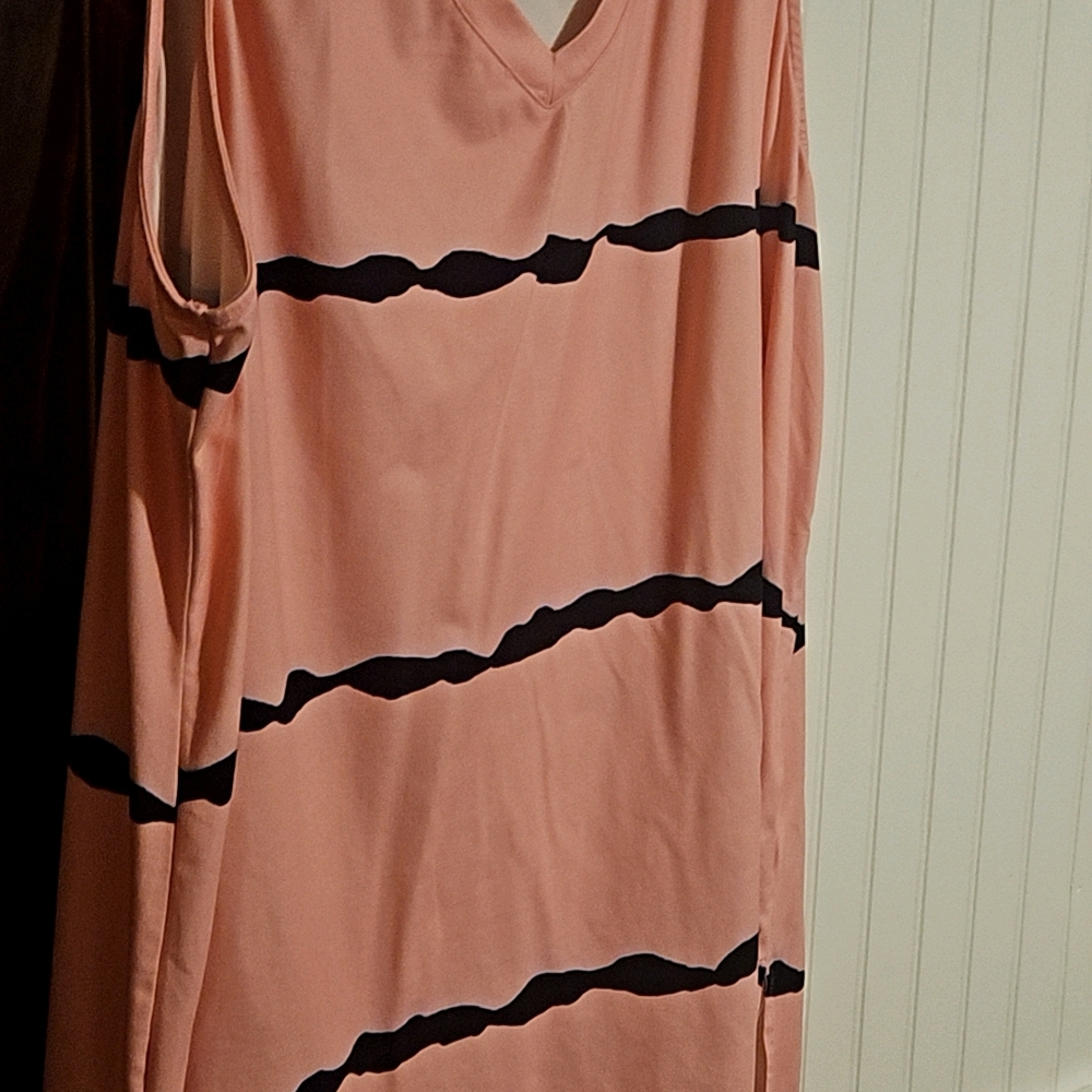 Peach and Black Striped Tank Top